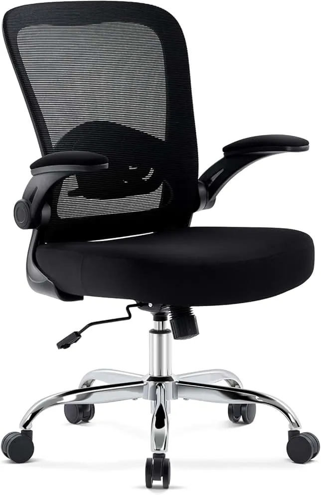 Morkprism Office Chair,Ergonomic Mesh Desk Chair with Adjustable Lumbar Support,Computer Chair with Flip-up Armrests, Rolling Executive Chairs, Home Office Chair(Black)