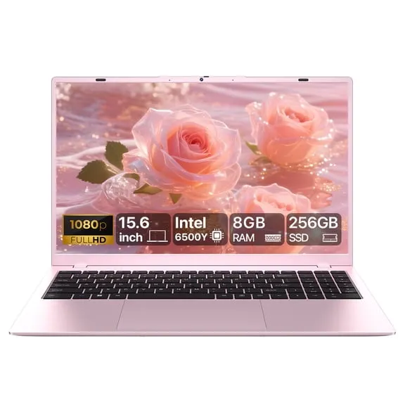 Best seller RNRUO 15.6" Pink Laptop Computer, 8GB RAM 256GB SSD, Intel 6500Y with 2 Cores, up to 3.4GHz, FHD Display, Office 2024, WiFi5 BT5.0, PC Laptop for Business, Student, Office $239.79 Was $529.00
