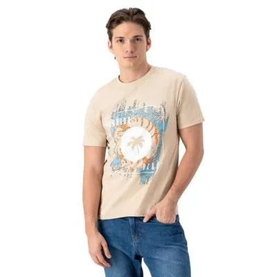 Playera Hummo Hombre diseño frontal palmera con leyenda Florida Beach.