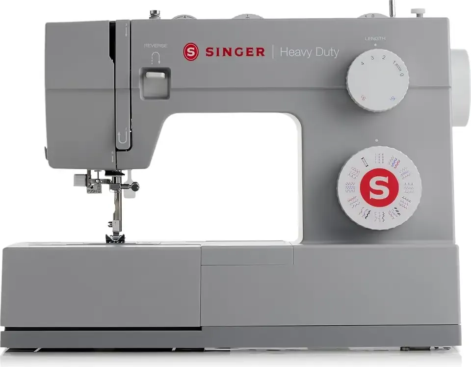 SINGER® 4452 (Grey) High Speed Heavy Duty Sewing Machine with Accessories | 32 stitches deliver 110 applications, 50% more power for thick fabrics, 1100 stitches/min, needle threader, 1-step buttonhole