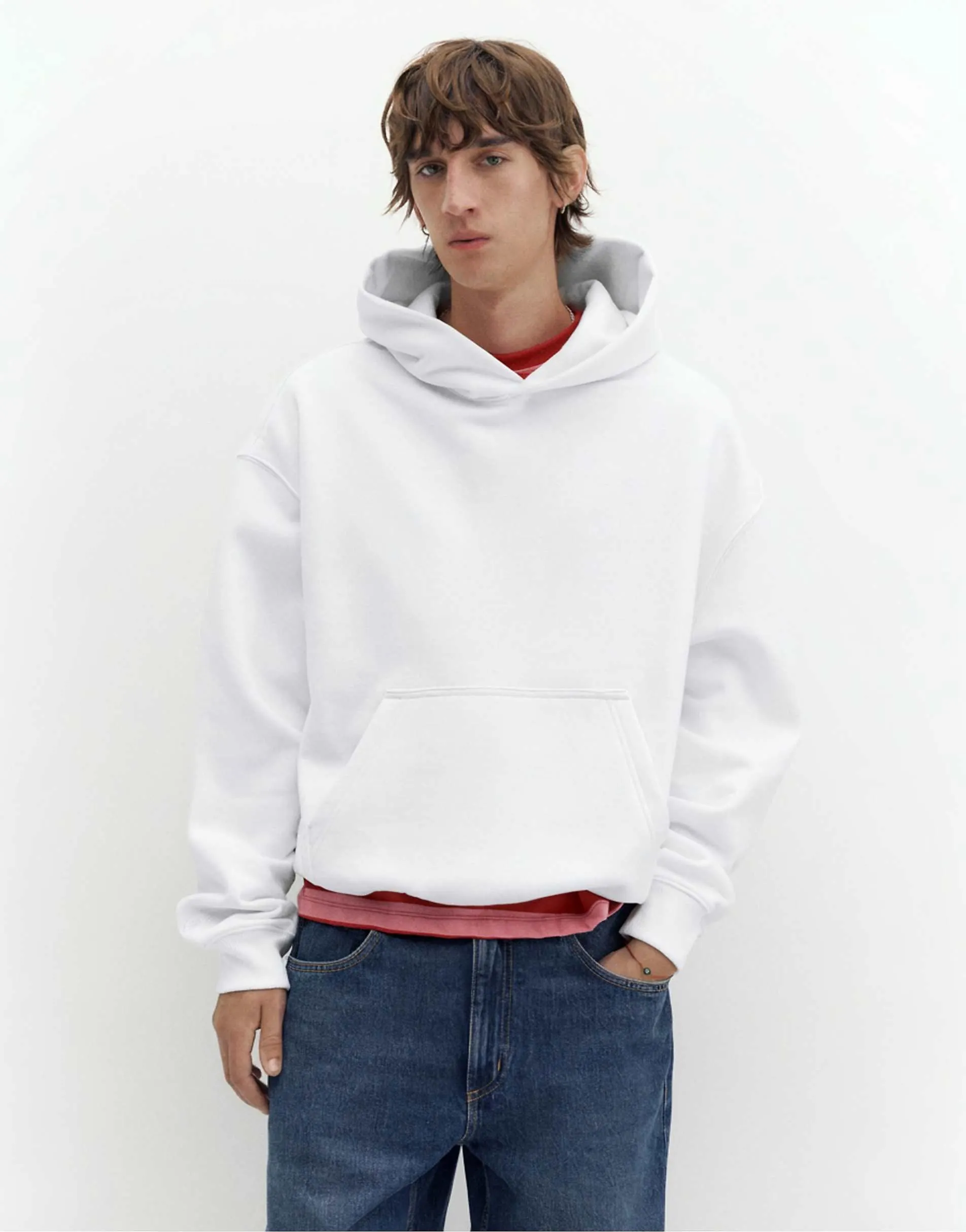 Pull&Bear Boxy fit hoodie in off white