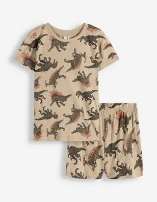 Pigiama completo (maglia + shorts) - Motivo allover - beige