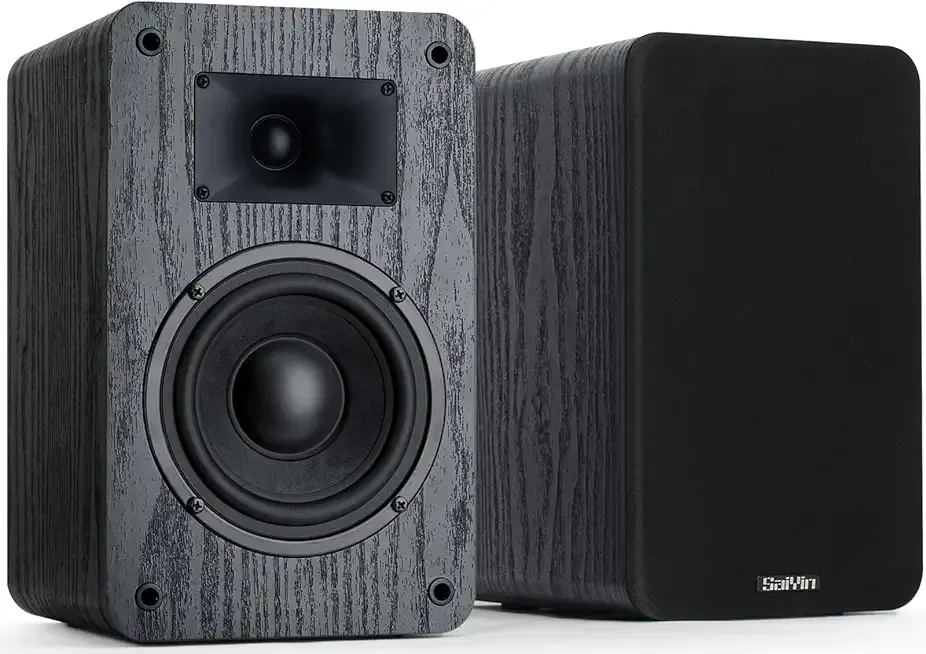 Saiyin Passive Bookshelf Speakers 80W Peak Power, 5" Woofer & 20mm Silk Dome Tweeter Stereo Speakers, Enhanced Vocal Clarity, 4 Ω, Passive Speakers for Home Audio, Receiver or Amplifier Required