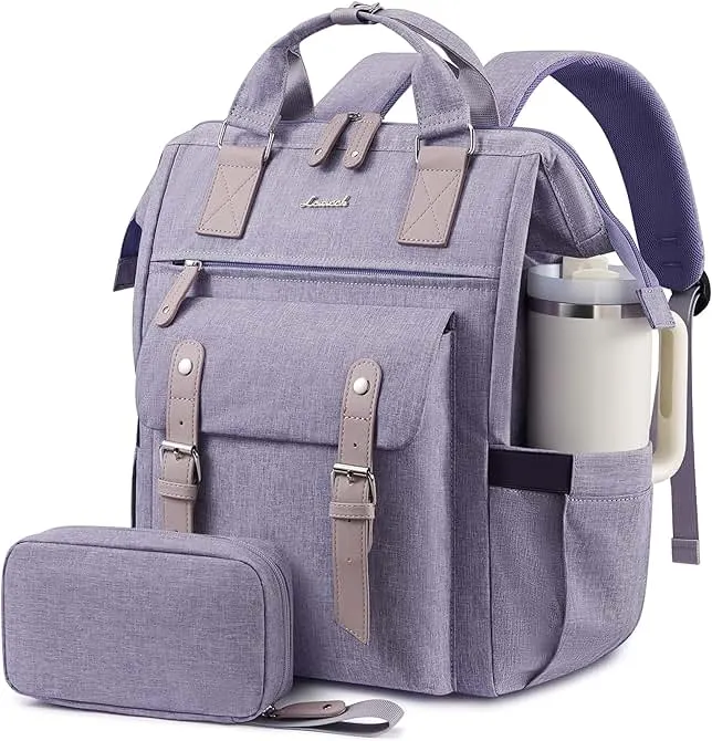 LOVEVOOK Laptop Backpack for Women, 15.6 inch Teacher Nurse Work Bag with Giant Tumbler Holder (Fits Handles), Waterproof Travel B…