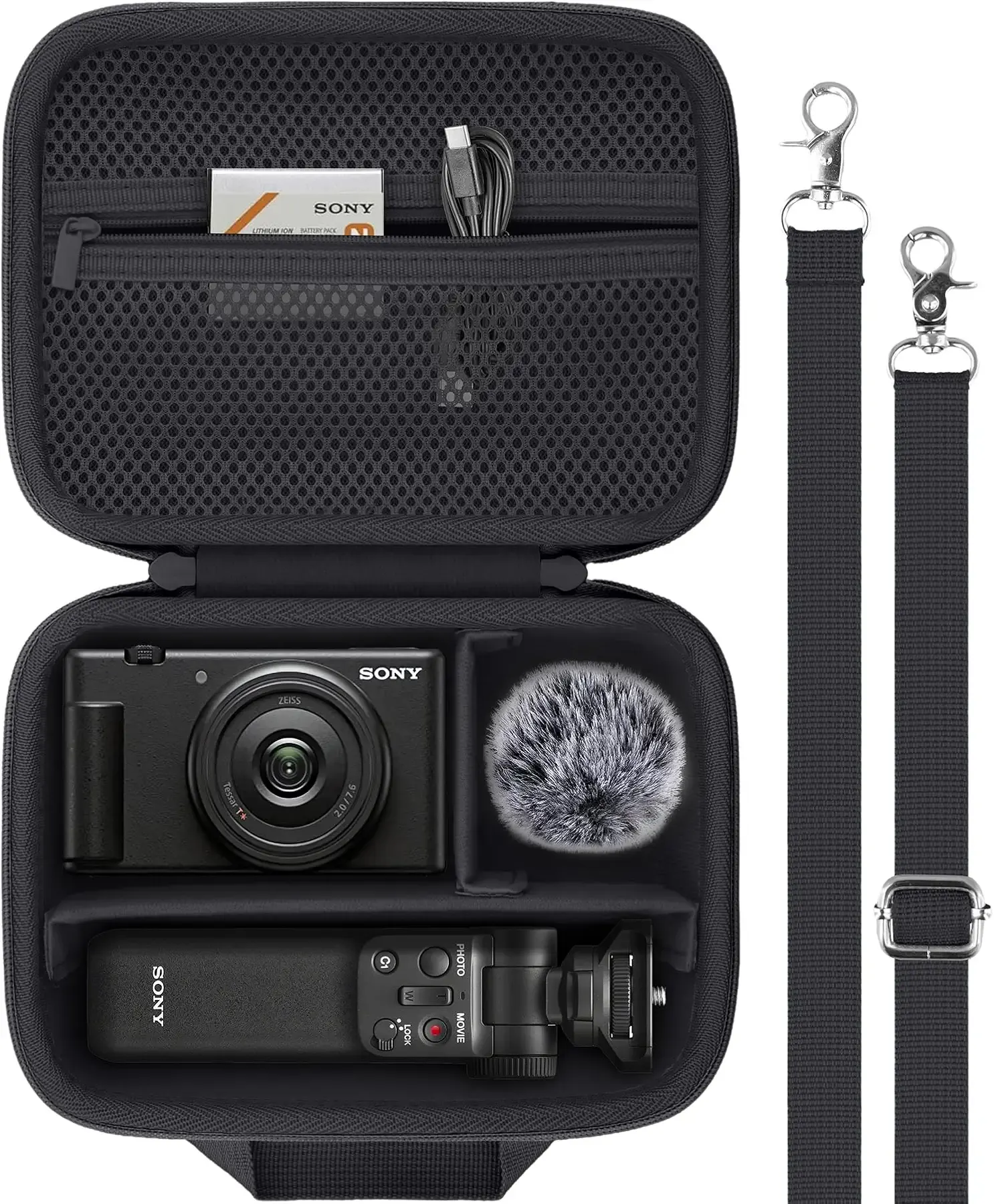 for Sony ZV-1F/ZV-1/ZV-1 II Vlog Digital Camera Hard Carrying Case,Compatible with Tripod(GP-VPT2BT),Microphone and Camera Accrssory(Black Case)