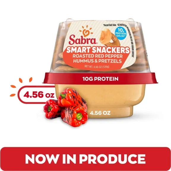 Sabra Smart Snackers Roasted Red Pepper Hummus Dip with Pretzels, Non-GMO, Gluten Free, Vegan on the Go, 4.56oz Cup (1 Count) $2.58 55.5 ¢/oz