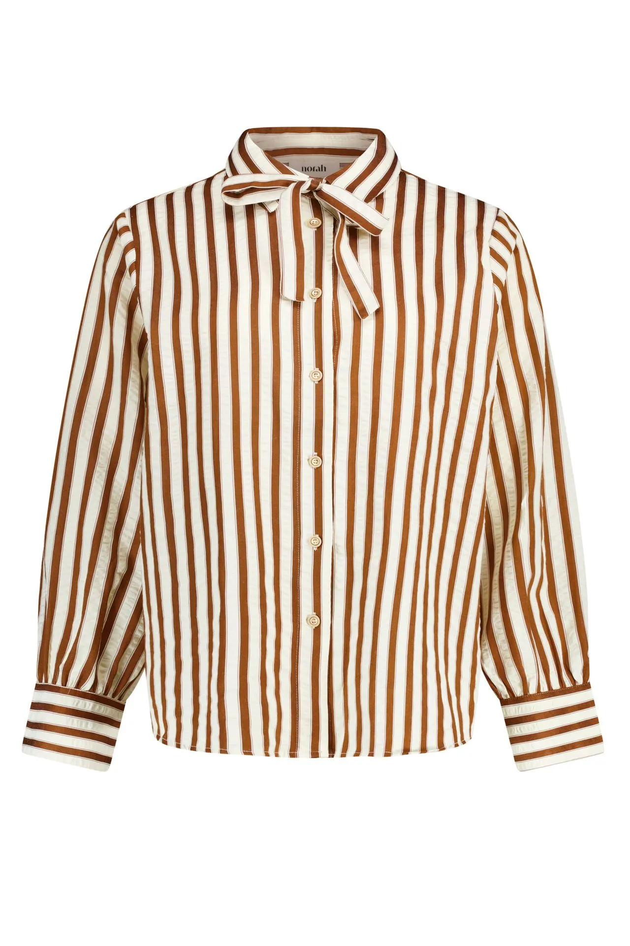 Bruin/ecru gestreepte blouse