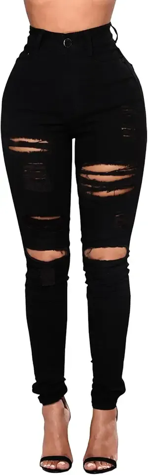 Ripped Skinny Jeans for Women High Waisted Stretch Slim Fit Distressed Butt Lifting Denim Jeans Pants
