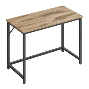 Escritorio, Mesa Oficina Pequeña, Estación de Trabajo, 50 x 100 x 76 cm, Estilo Moderno, Metal, Marrón y Negro