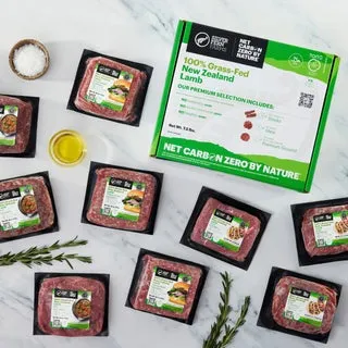 Silver Fern Farms - Net Carbon Zero by Nature 100% Grass-Fed New Zealand Lamb Premium Selection Box 9 Total Packs, 7.5lbs.