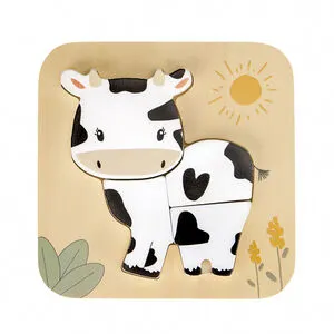 Puzzle en bois 4 pièces Vache