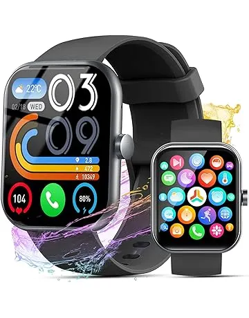 Smart Watch for Men Women(Answer/Make Calls), 2026 New 1.96" HD Smartwatch, Fitness Tracker with 110+ Sport Modes, IP68 Waterproof Pedometer, Heart Rate/Sleep/Step Monitor for Android iOS, Black