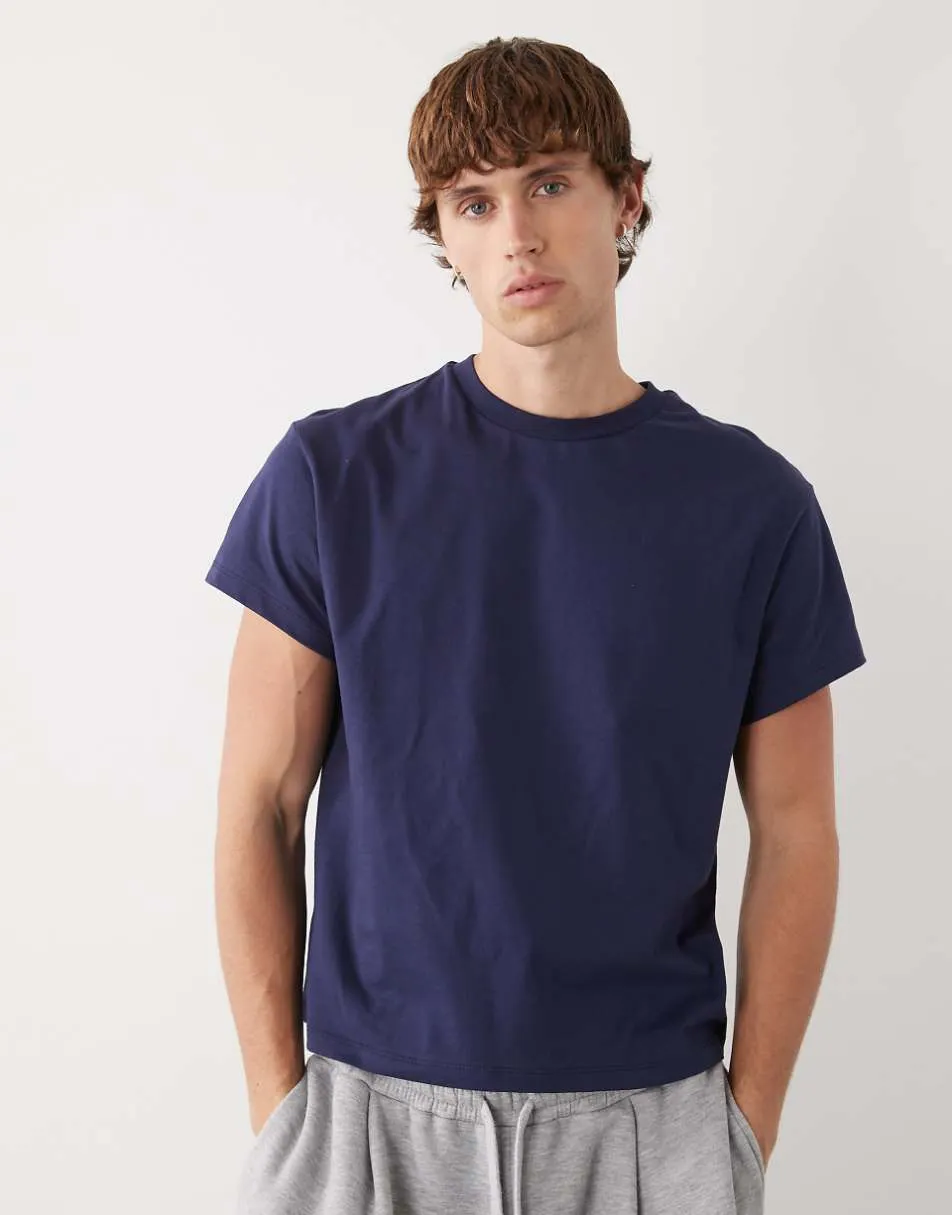 Reclaimed Vintage slim cropped boxy t-shirt in navy