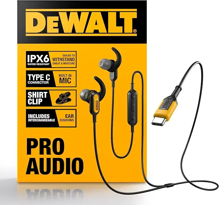Heavy Duty Jobsite USB C Headphones for iPad/iPhone 17/16/15 Pro Max, Corded Type C Earphones USBC Ear Buds Wired w/Microphone Volume Control Module, Compatible w/MacBook Samsung S23 Ultra