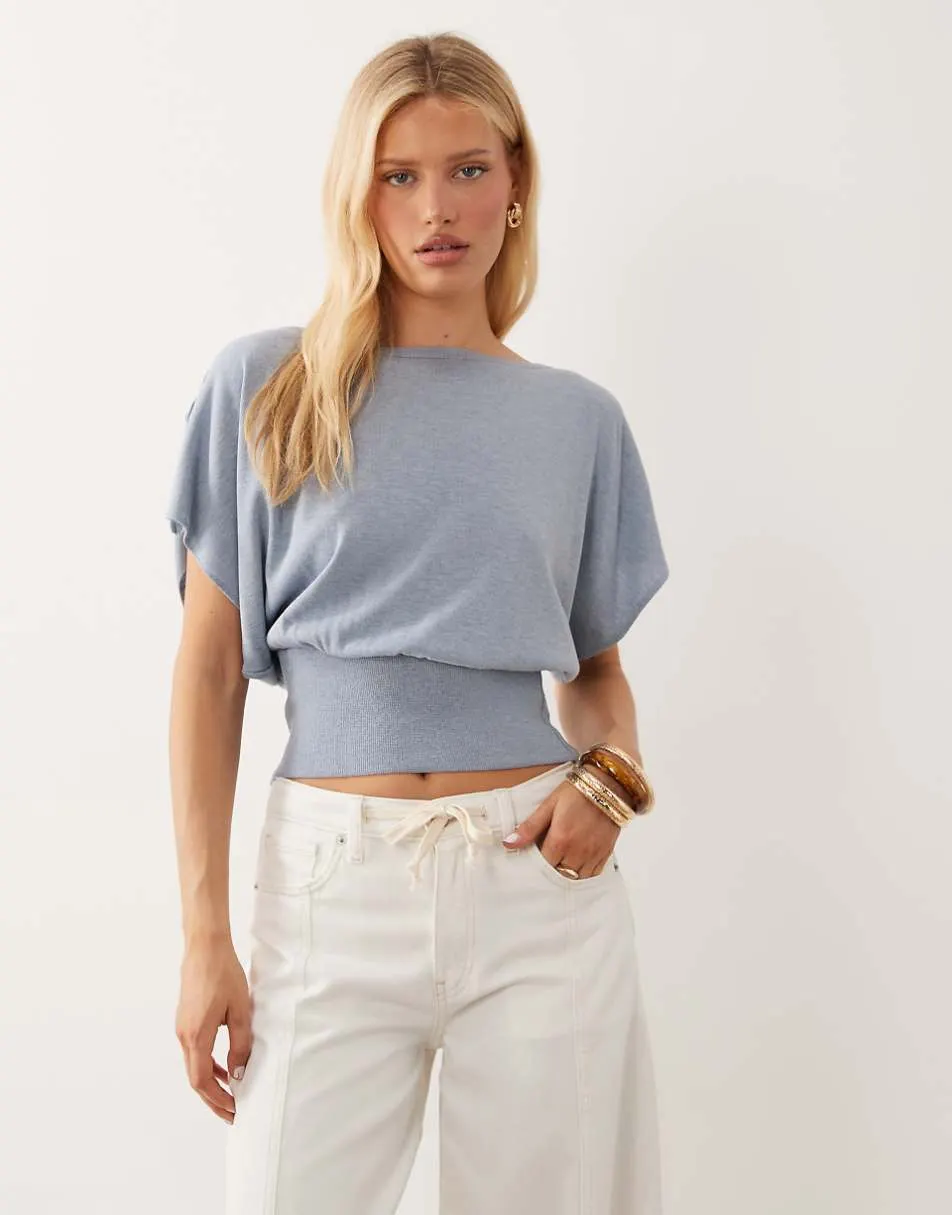 ASOS DESIGN knitted multiway button jumper in blue