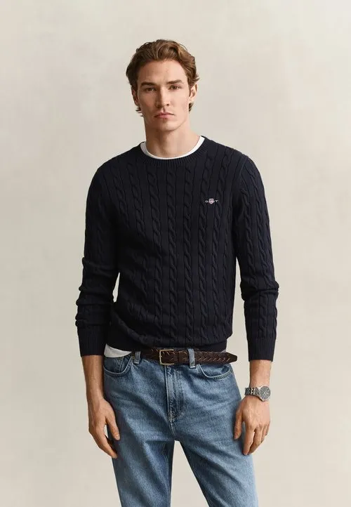 CABLE NECK - Strikkegenser - evening blue