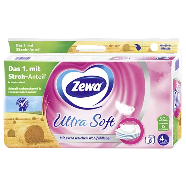 Zewa Toilettenpapier Ultra Soft 4-lagig entspricht einem Einzelpreis von 2,66€ 8x150 Blatt Packung