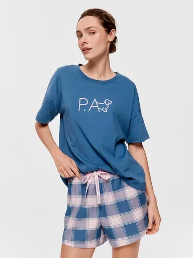 Navy Check 100% Cotton Gerri Short