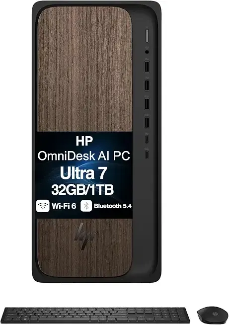 HP OmniDesk (Envy Next Brand) M03 Premium Business Next Gen AI PC Desktop (Intel Ultra 7-265 (>i9-14900), 32GB DDR5, 1TB SSD, WiFi 6, BT 5.4, DP, HDMI, Win11P) w/Wireless Keyboard & Mouse (Renewed)
