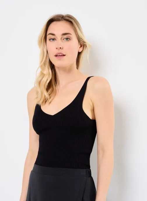 Tops VIWENNIE V-NECK RIB KNIT S/L TOP - NOOS dames zwart