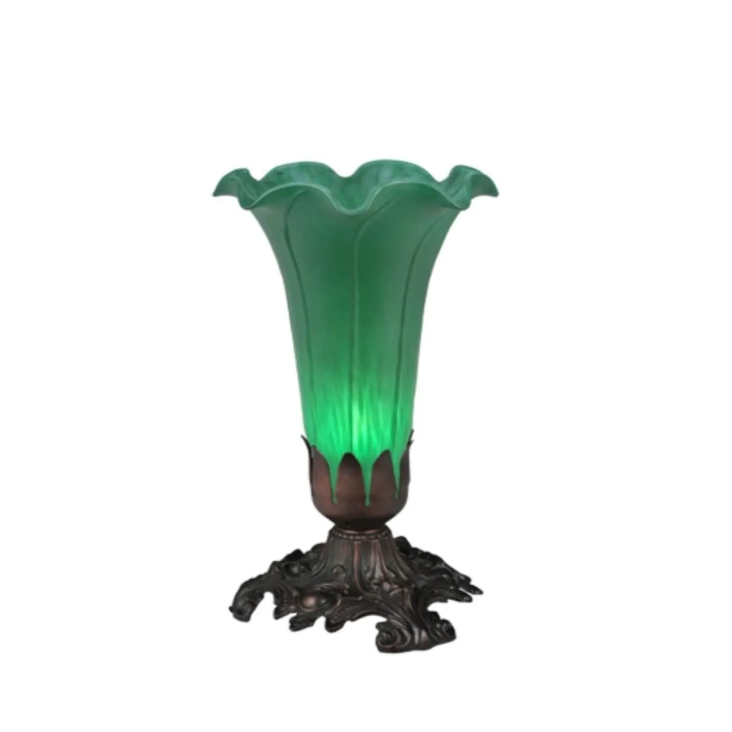 8-in Emerald Green Uplight Table Lamp with Glass Shade