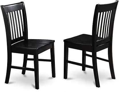 East West Furniture NFC-BLK-W Norfolk Dining Chairs - Slat…