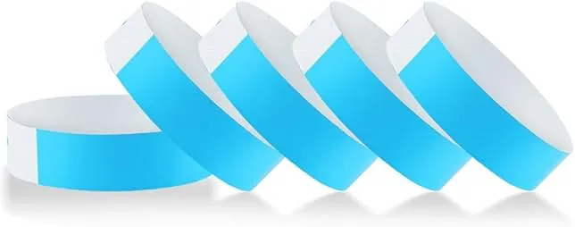 500 Pcs Wrist Bands, Paper Wristbands for Events, Adhesive Colored Wristbands, Disposable Wrist Bands, VIP Bracelets for Party (Blue)