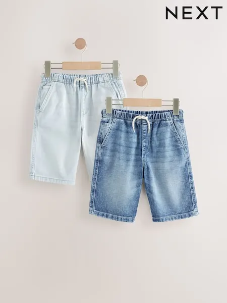 Mid Blue/Black Bermuda Pull On Denim Shorts 2 Pack (3-16yrs)
