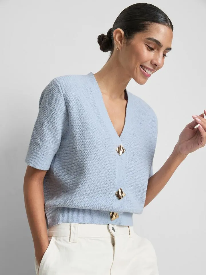 Gilet à manches courtes en maille texturée By Coleen