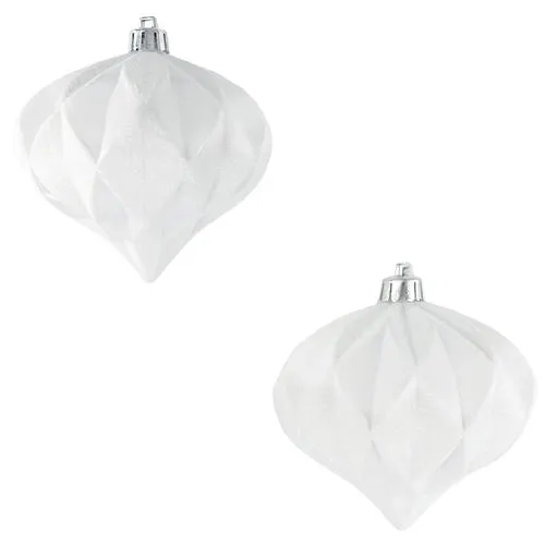 Enchanted Forest® 98mm White Concave Star Shatterproof Ornaments - 2 Pack