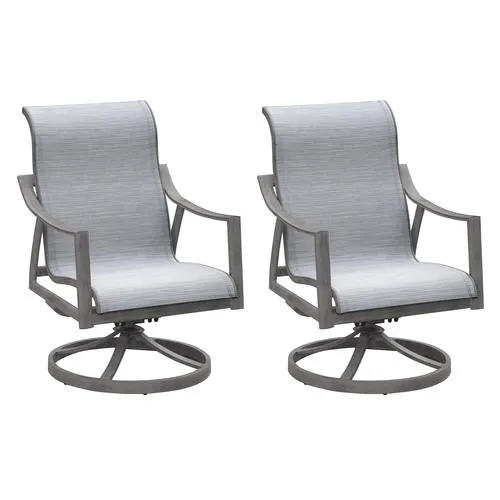Backyard Creations® Hilton Point Silver Gray Swivel Rocker Dining Patio Chair Set - 2 Pack