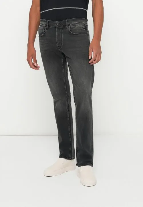 GROVER - Jeans straight leg - black delavè