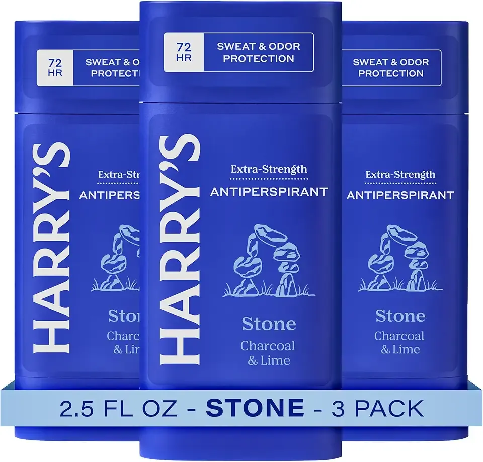 Harry's Extra-Strength Antiperspirant Deodorant, Sweat & Odor Control Antiperspirant for Men, Stone, 2.5 oz Pack of 3