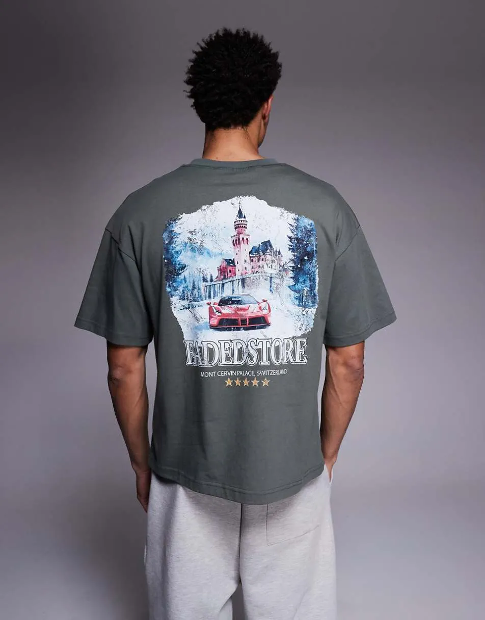 Faded Store Mount Cervin back print tee in green