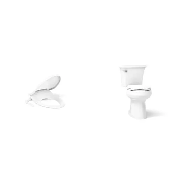 KOHLER Purewash M250 White Non-​Electric Bidet Seat for Elongated Toilets and Highline Arc 12 in.​ Toilet with Soft Close Seat