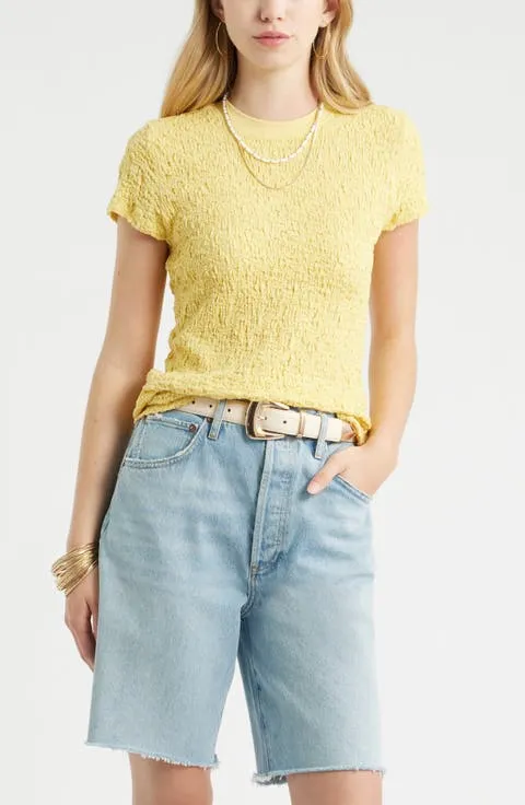 Crinkle Knit Crewneck Top