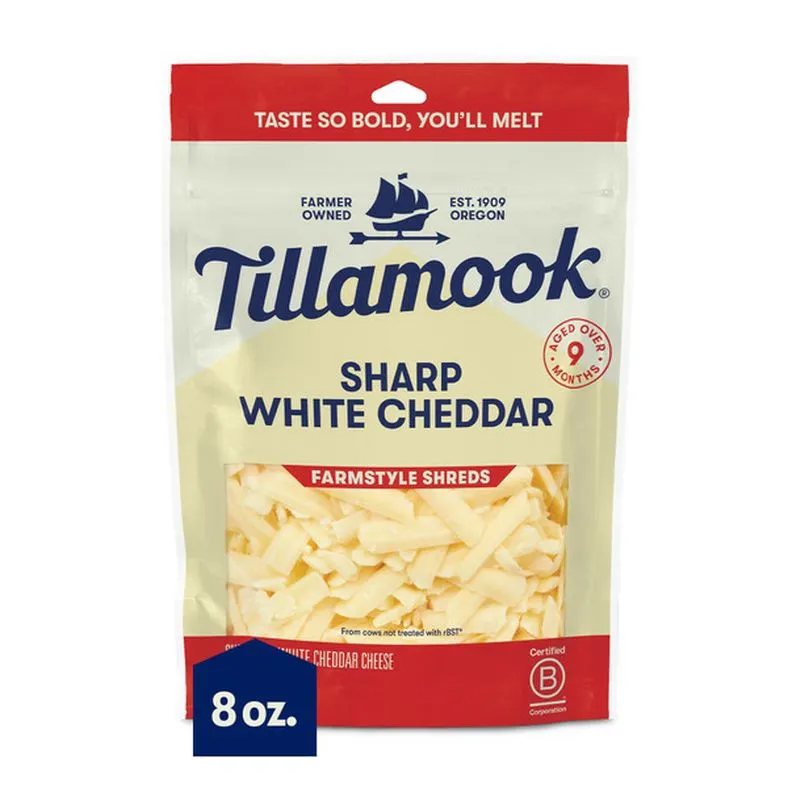Tillamook Farmstyle Sharp White Cheddar Shredded Cheese