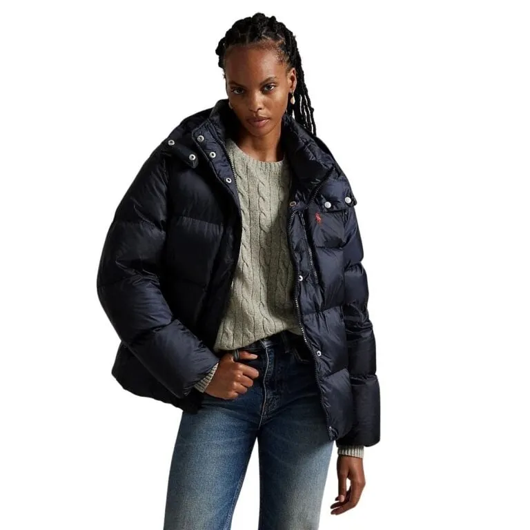 Water-Repellent Quilted Down Jacket - Marine