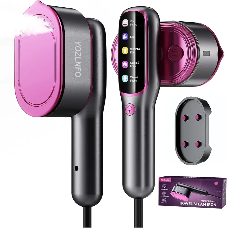 Travel Steamer for Clothes Portable: 2-in-1 Mini Handheld Garment Steamer Iron - 15s Heat Up & 5 Adjustable Steam - Large Ceramic Panel - 110-120V