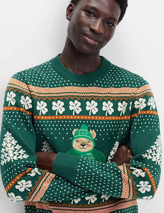 Irland-Pullover aus reiner Baumwolle mit Spencer Bear™-Motiv