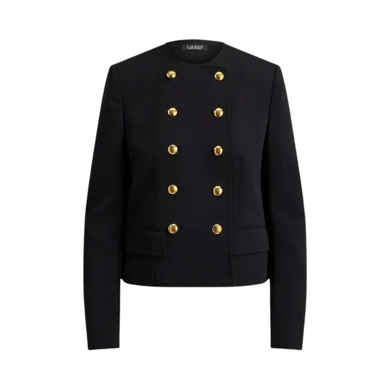 Double-Breasted Sablé Crepe Jacket - Sort