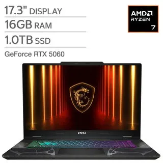 MSI Cyborg 17.3" Gaming Laptop — AMD Ryzen 7 260 — NVIDIA GeForce RTX 5060 — 1920x1080 FHD Display — 16GB RAM — 1TB SSD — Windows 11