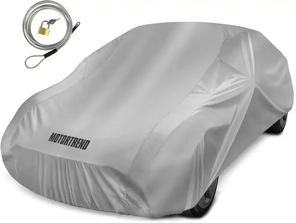 Motor Trend FlexCover Car Cover, Waterproof All-Weather SUV Truck Car Covers for Snow Ice Rain Sun UV Dust Hail Protection, Indoor/Outdoor Full Exterior Cover, Sedan Car Cover (Fits Up to 228" Length)