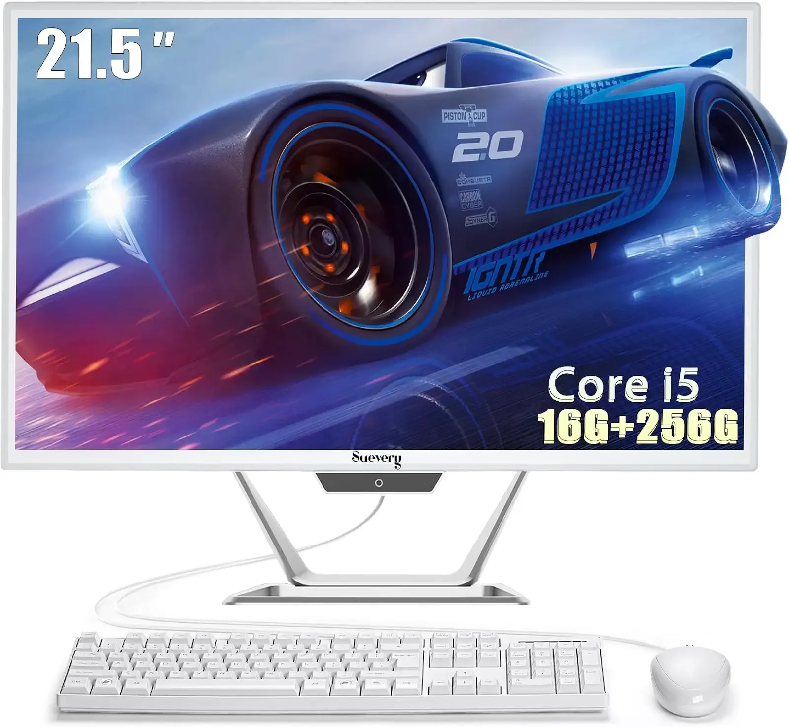 suevery All-in-One PC 21.5 AIO Desktop Computer Core I5, 256G SSD 16G RAM, Wi-Fi6, 1080P Gaming All in One 22" FHD Business Display for Home Office with Keyboard & Mouse (GB, 256)