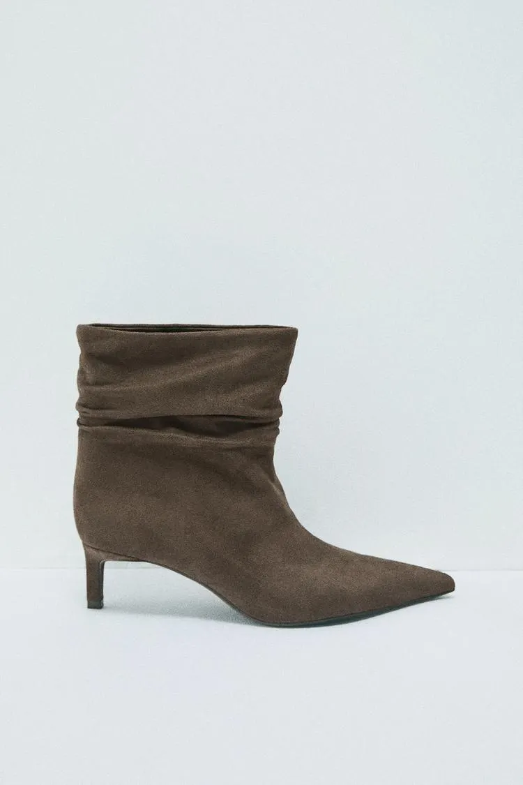Ruched heel ankle boots