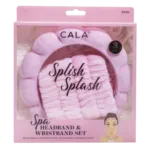 Set De Limpieza Facial Diadema y Muñequeras de Felpa Pink CALA 3 Piezas