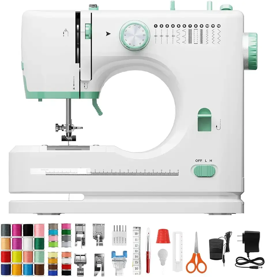 Sewing Machine for Beginners,Mini Portable Sewing Machine with 12 Built-in Stitches and 42pcs Sewing Kit,Dual Speed,Reverse Sewing for DIY Crafts,Clothes