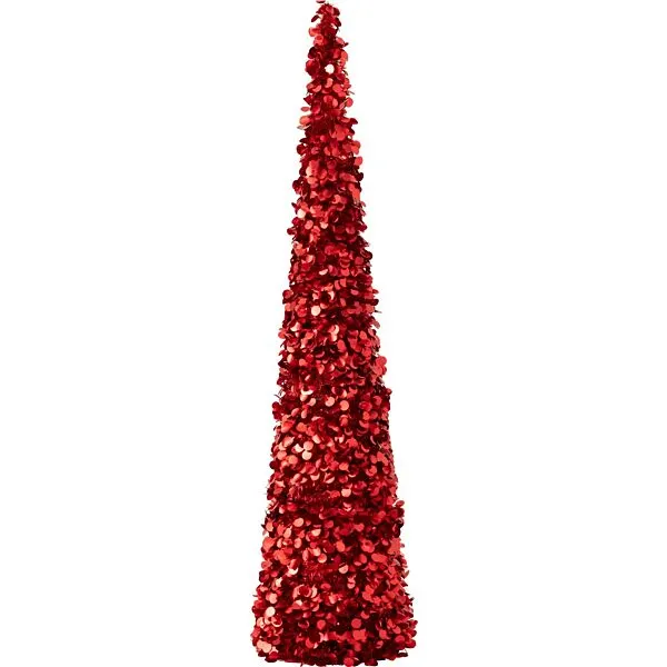 J-Line kerstornament arbre pétillant extra groot - rood - 40 x 40 x 180 cm