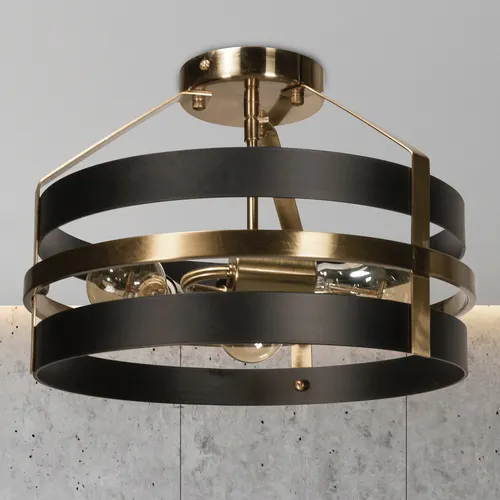 Patriot Lighting® Banan Matte Black 3-Light Semi-Flush Mount Ceiling Light