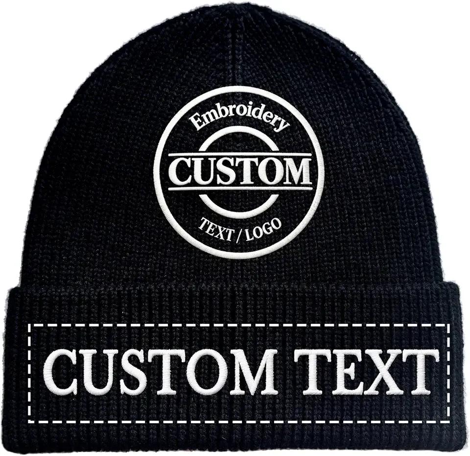 Custom Embroidery Beanie Knit Hat Add Your Own Logo/Text for Men & Women